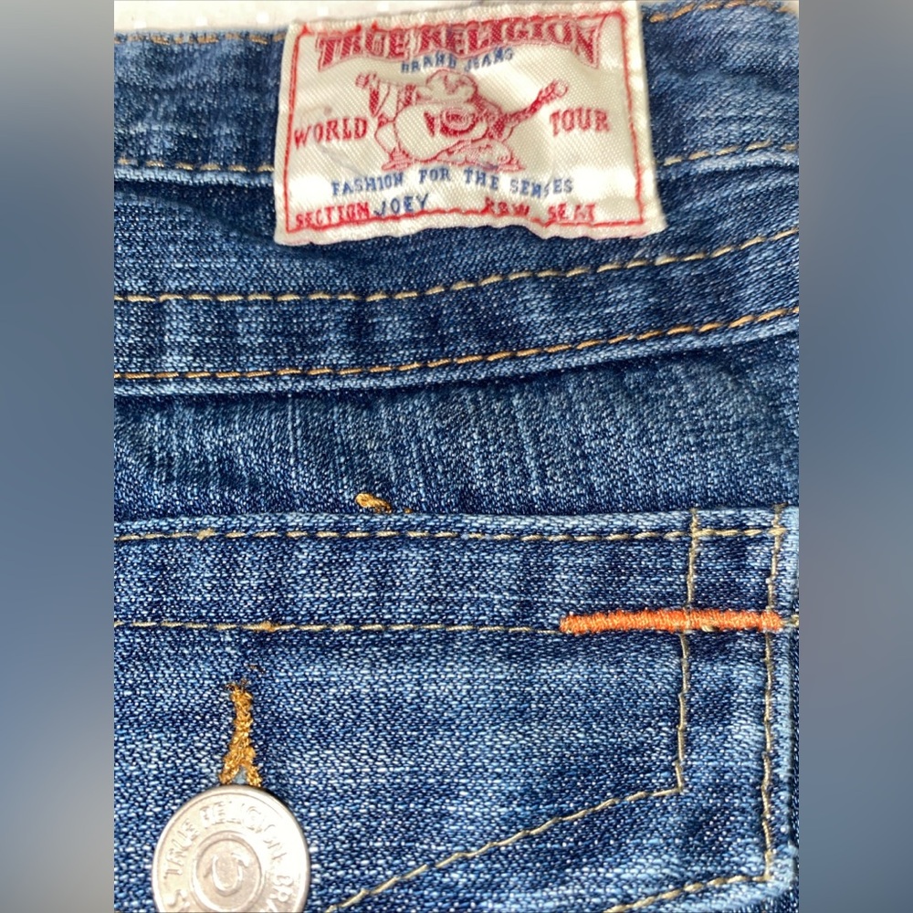 True Religion Joey Godiva Jeans Embroidered Floral Wide Leg Vintage Womens 27 - Picture 4 of 10